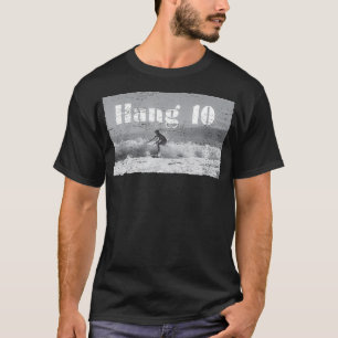 Hang 10 Surfer Riding Wave Retro Verdrietig T-shirt