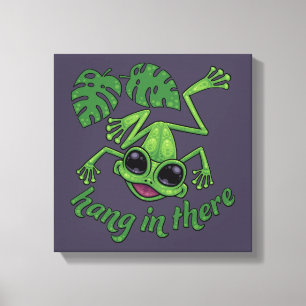 Hang daar in Gelukkige Groene Boomkikker Canvas Afdruk