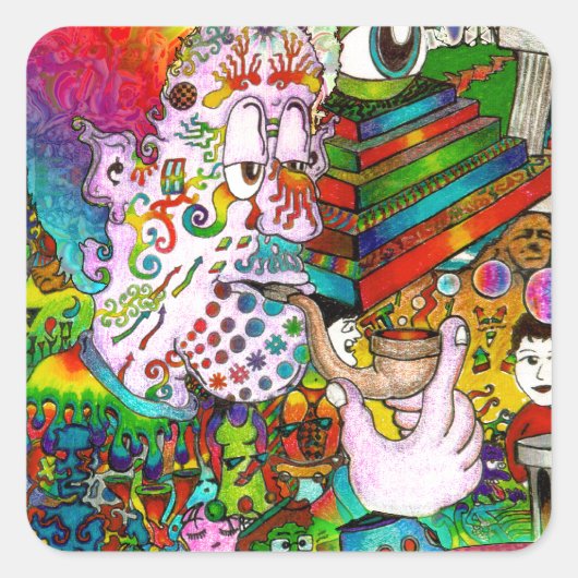 Hang-denk 13 vierkante sticker (Voorkant)