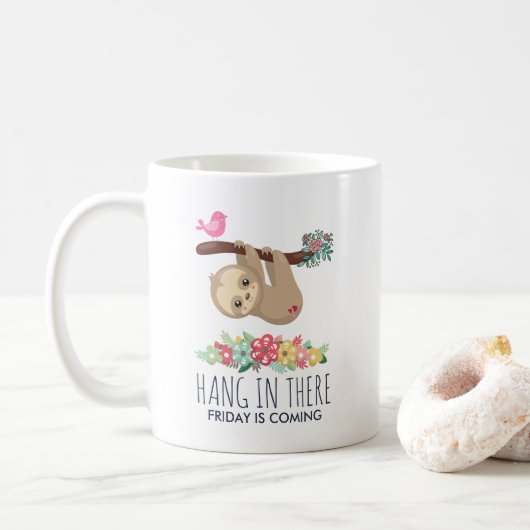 Hang in Daar Grappig Sloth Gezegde Koffiemok (Met donut)