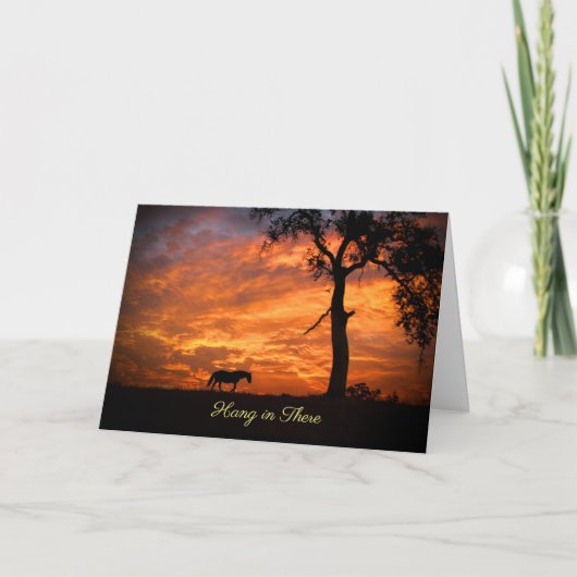Hang in daar Horse en Sunrise Aanmoediging Kaart (Voorkant)