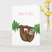 'Hang in it' mignon paresse sur la carte de branch (Fleur jaune)