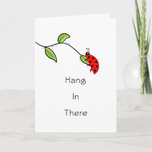 Hang in There Wenskaart met Lady Bug op Leaf Kaart
