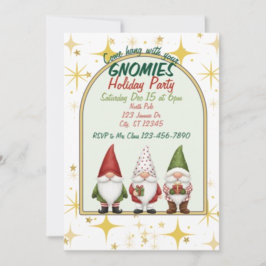 Hang with your Gnomies Holiday Party Invitation (Devant)