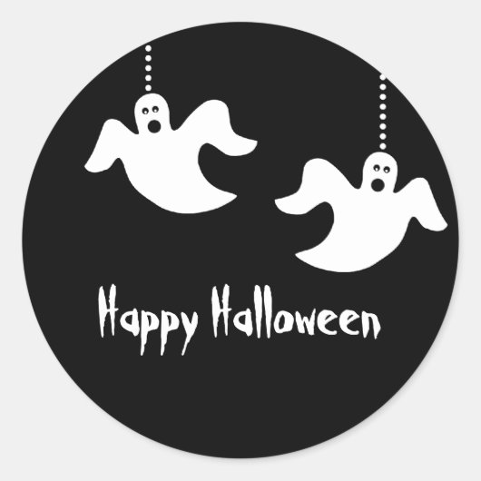 Hangbare geesten Halloween Stickers, zwart Ronde Sticker (Voorkant)