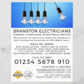 Hangbare gloeilampen, elektricien Adverteren Flyer (Voorkant)