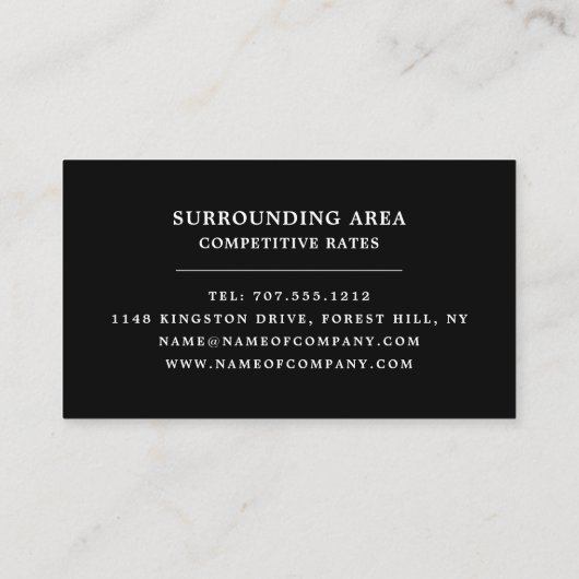 Hangbare gloeilampen, elektricien visitekaartje (Achterkant)