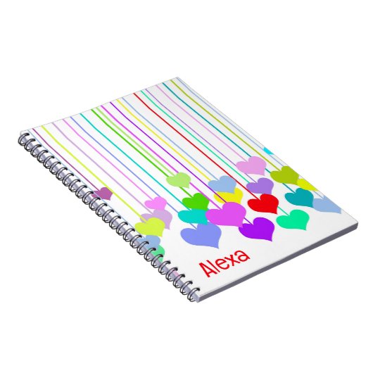 Hangen Harten op Wit met Naam Notitieboek (Rechterzijde)