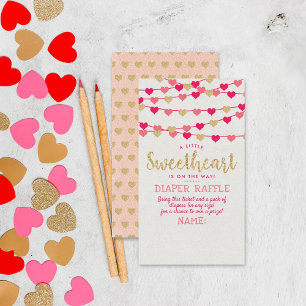 Hangen liefdeshartjes Little Sweetheart Baby Showe Informatiekaartje