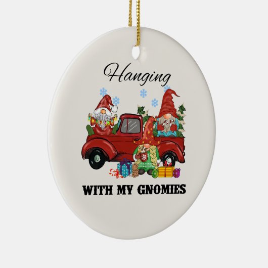 Hangen met mijn gnomen keramisch ornament (Rechts)