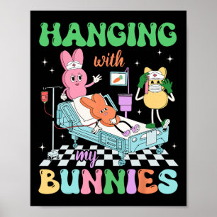 Hangen Met Mijn Konijnen Schoolverpleegsters Retro Poster
