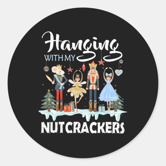 Hangen met mijn Nutcrackers Squad kerstballet Ronde Sticker (Voorkant)