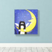 Hangen op de maan canvas afdruk (Insitu (Houten vloer))