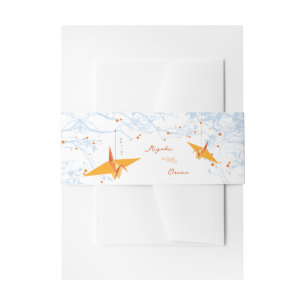 Hangen Oranje Origami Cranes & Love Quote Wedding Uitnodigingen Wikkel