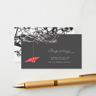 Hangen Origami Paper Crane Asian Wedding Registry Informatiekaartje