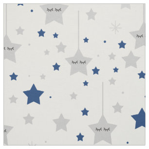 Hangen Slapy Eyes Stars Navy Blue Grey Stof