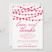 Hangen String Love Harten Bruiloft Feest Bedankkaart (Voorkant)