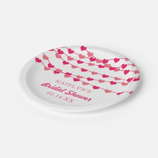 Hangen String Love Harten Bruiloft Feest Papieren Bordje (Gekanteld)