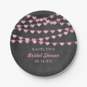 Hangen String Love Harten Bruiloft Feest Papieren Bordje (Voorkant)