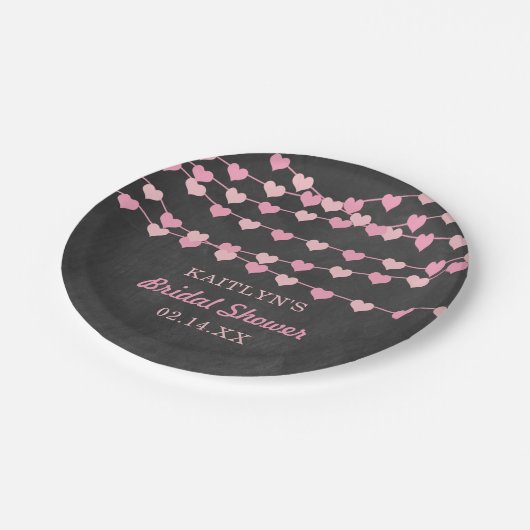 Hangen String Love Harten Bruiloft Feest Papieren Bordje (Gekanteld)