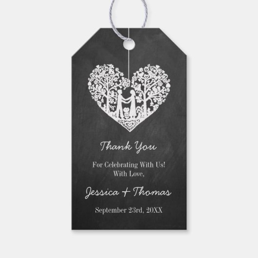 Hangend Collectie van de Hart Tree Chalkboard Wedd Cadeaulabel (Voorkant)