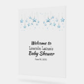 Hangende Begint Baby Boy Blue Baby shower Acryl Bord (Hoek)