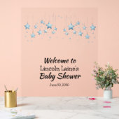 Hangende Begint Baby Boy Blue Baby shower Acryl Bord (Huwelijk)