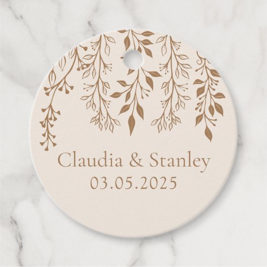 Hangende bloemen loof warm romantisch boho aards bedankjes labels (Voorkant)