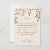 Hangende bloemen loof warm romantisch boho aards bedankkaart (Voorkant)