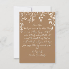 Hangende bloemen loof warm romantisch boho aards bedankkaart