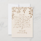 Hangende bloemen loof warm romantisch boho aards bedankkaart (Voorkant)