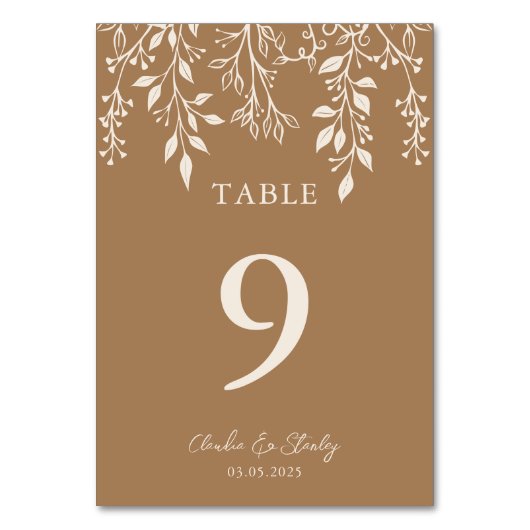 Hangende bloemen loof warm romantisch boho aards kaart (Voorkant)