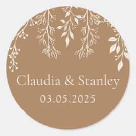 Hangende bloemen loof warm romantisch boho aards ronde sticker