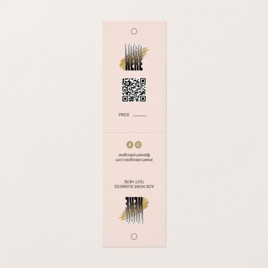 Hangende Blush Armband Display Prijs Label QR Visitekaartjes (Buitenkant ongevouwen)