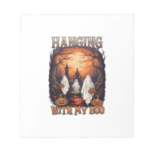 Hangende Boo Halloween Geesten Pompoenen Volle Maa Notitieblok