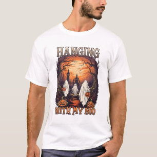 Hangende Boo Halloween Geesten Pompoenen Volle Maa T-shirt