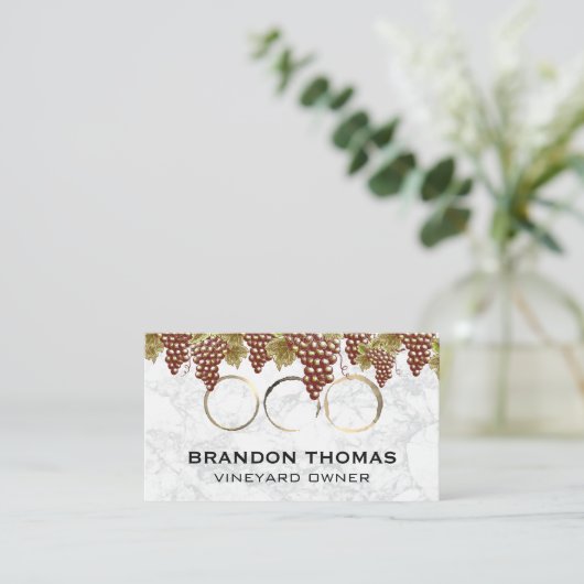 Hangende druiven | Wijnvlek | Marmer Visitekaartje (Staand voorkant)