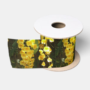 Hangende Gele Orchideeën Tropische Bloemen Lint
