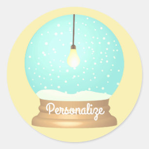 Hangende gloeilamp wereldbol blauw geel ronde sticker