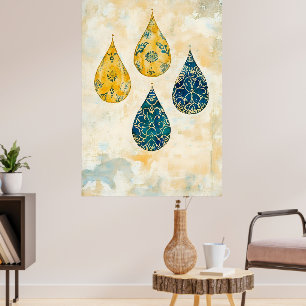 Hangende hangers in een artistieke stijl die doet poster