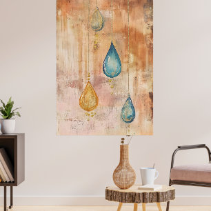 Hangende hangers in een artistieke stijl die doet poster