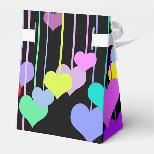 Hangende harten op zwart bedankdoosjes (Achterkant)