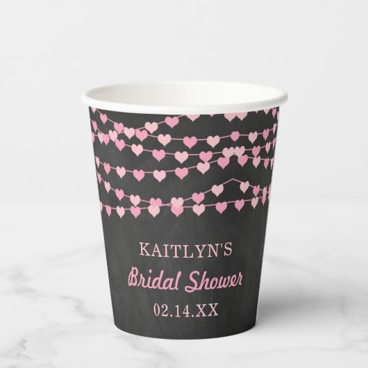 Hangende Hartjes Bruiloft Feest Papieren Bekers (Achterkant)