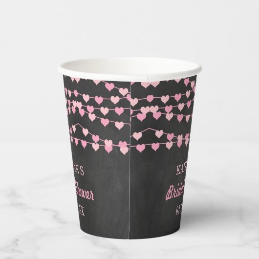 Hangende Hartjes Bruiloft Feest Papieren Bekers (Rechts)