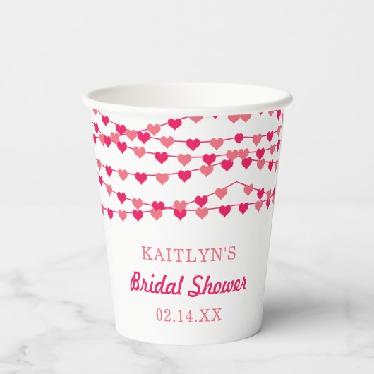 Hangende Hartjes Bruiloft Papieren Bekers (Achterkant)