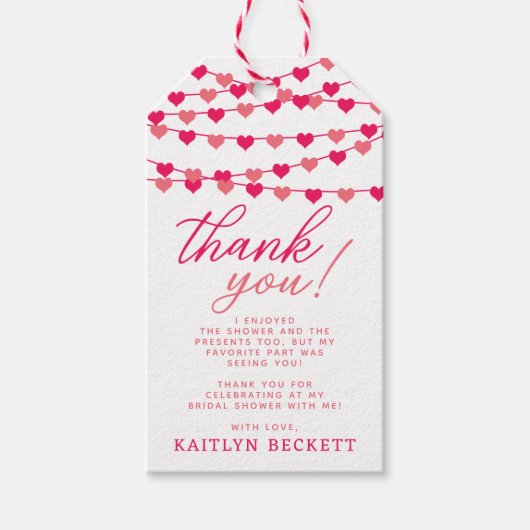 Hangende Hartjes Bruiloftfeest Cadeaulabel (Voorkant)