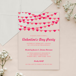 Hangende Hartjes Valentijnsdag Feest Acryl Uitnodigingen