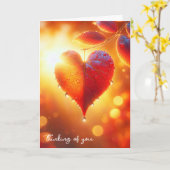 Hangende herfst hart blad kaart (Gele Bloem)