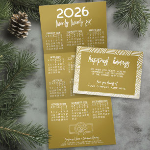 Hangende Kalender, Logo, Modern Gold Business Drieluik Wenskaart