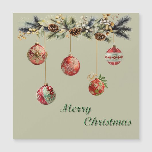 Hangende kerstballen Magnetische Kaart (Voorkant)